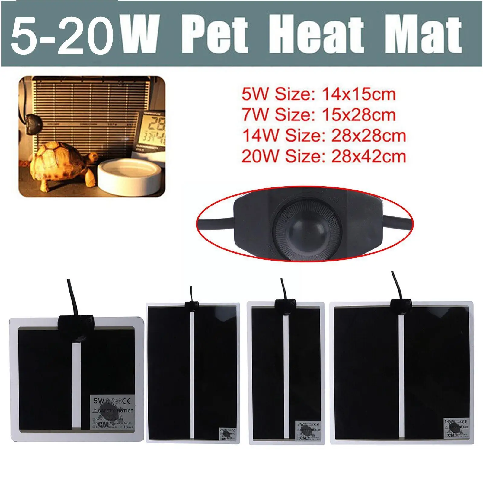 

Грелка для домашних животных, грелка для рептилий, грелка для домашних животных, грелка для рептилий с контроллером, Eu Terrarium Vivarium с термостат...