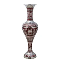 h38cm luxury tall tabletop metal vases silver red flower vase for home living room decoration v06