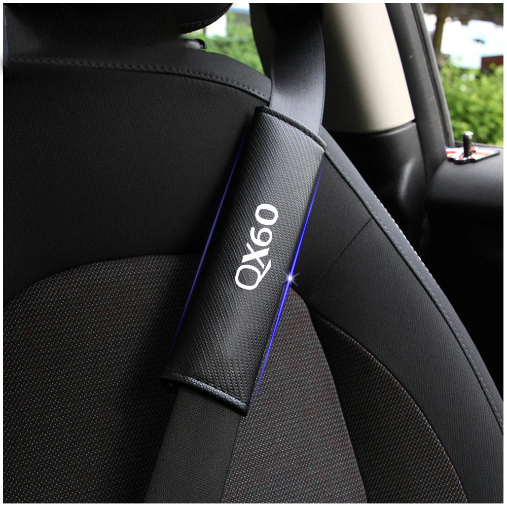 For Infiniti QX60 Car Safety Seat Belt Harness Shoulder Adjuster Pad Cover Carbon Fiber Protection Cover Car Styling 2pcs