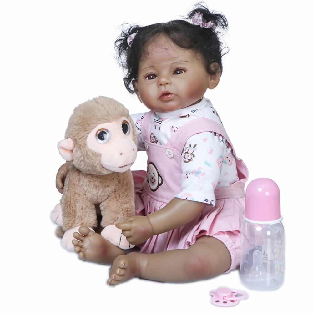 Well-dressed Reborn Baby Dolls with Monkey Feeding Bottle Lovely Newborn Doll for Children Special Gifts Playmate | Игрушки и хобби