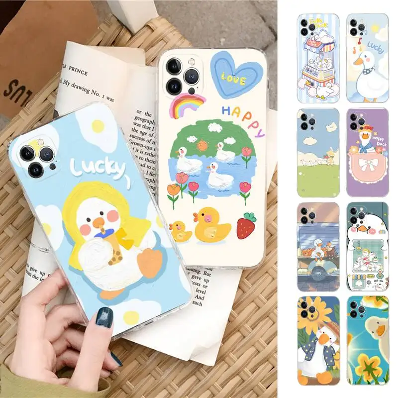 

Cute Duck Cartoon Phone Case for iPhone 11 12 13 Mini Pro Max 8 7 6 6S Plus X 5 SE 2020 XR XS Case shell