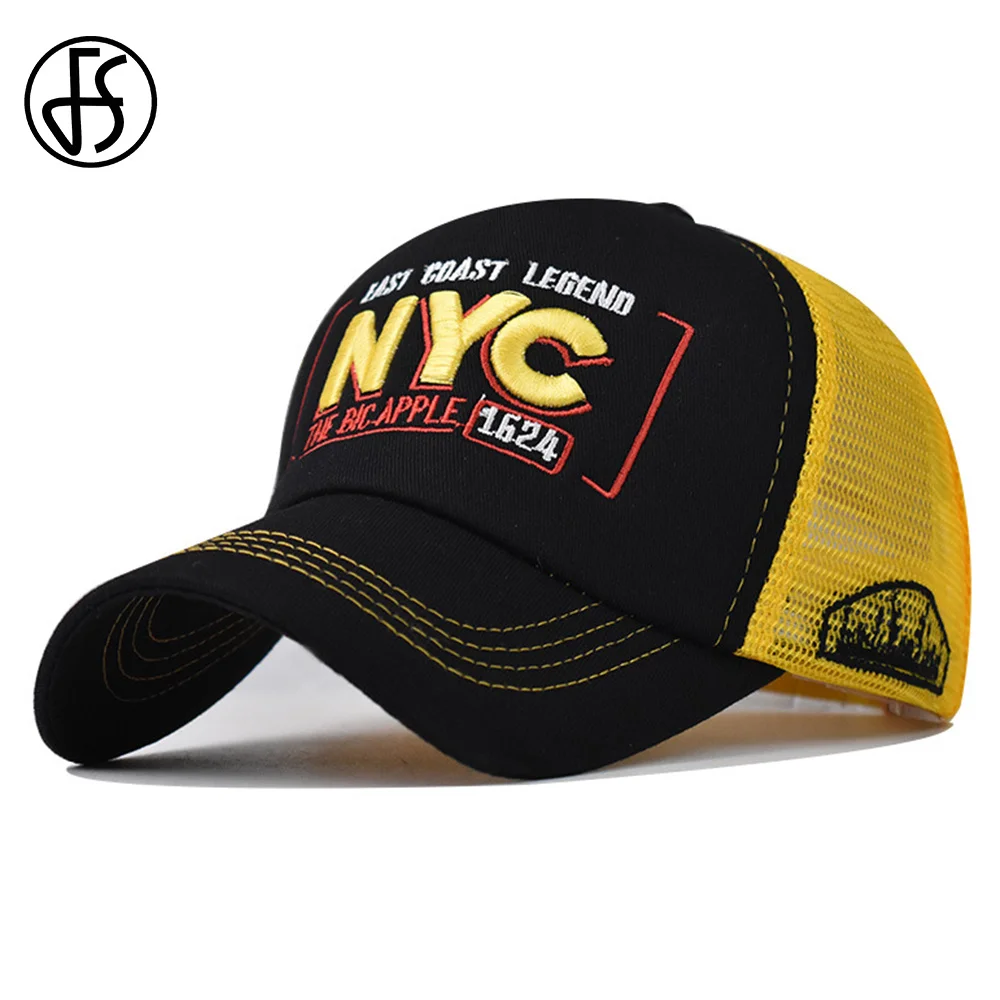 

Yellow New York City Trucker Hats For Men Summer Breathable Mesh Cap High Quality Women Baseball Caps Casquette Homme 2023