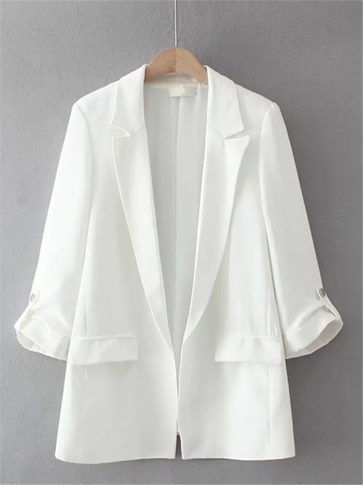 

Plus Size Clothing Summer Suit Lapel Solid Color Sleeves Can Be Fixed Fashion Cardigan With Buttons Big Size Dress Plump Women