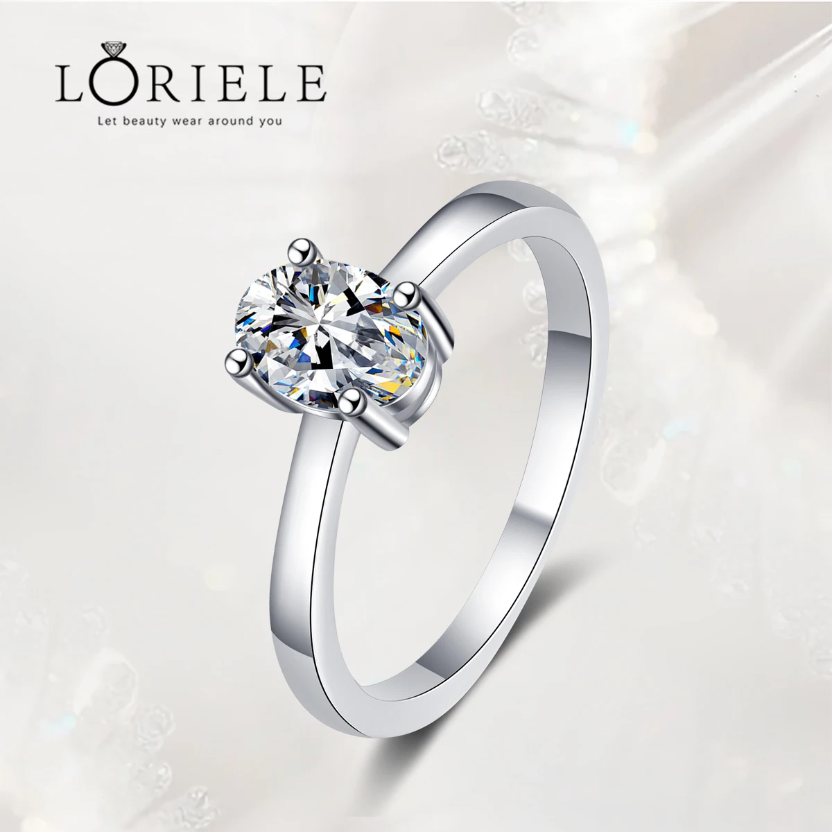 

LORIELE 1ct Oval Cut Moissanite Wedding Ring for Women Dove Egg Sparkling Jewelry 100% 925 Sterling Silver Ring Female Band GRA