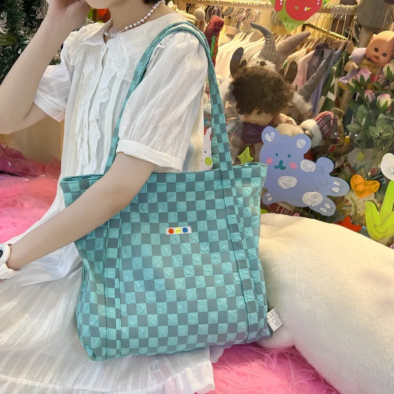 

Nylon Large Women Shoulder Shopper Bags Eco Friendly Cloth Woman Tote Shopping Bag Girl Fabric Bookbag Female Student Handbag