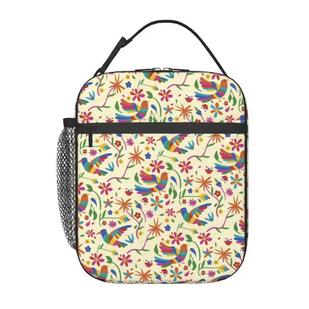 

Мексиканская изолированная сумка для ланча Otomi С Рисунком Птиц и цветов, Традиционный текстиль для пикника, водонепроницаемая Термосумка для ланча