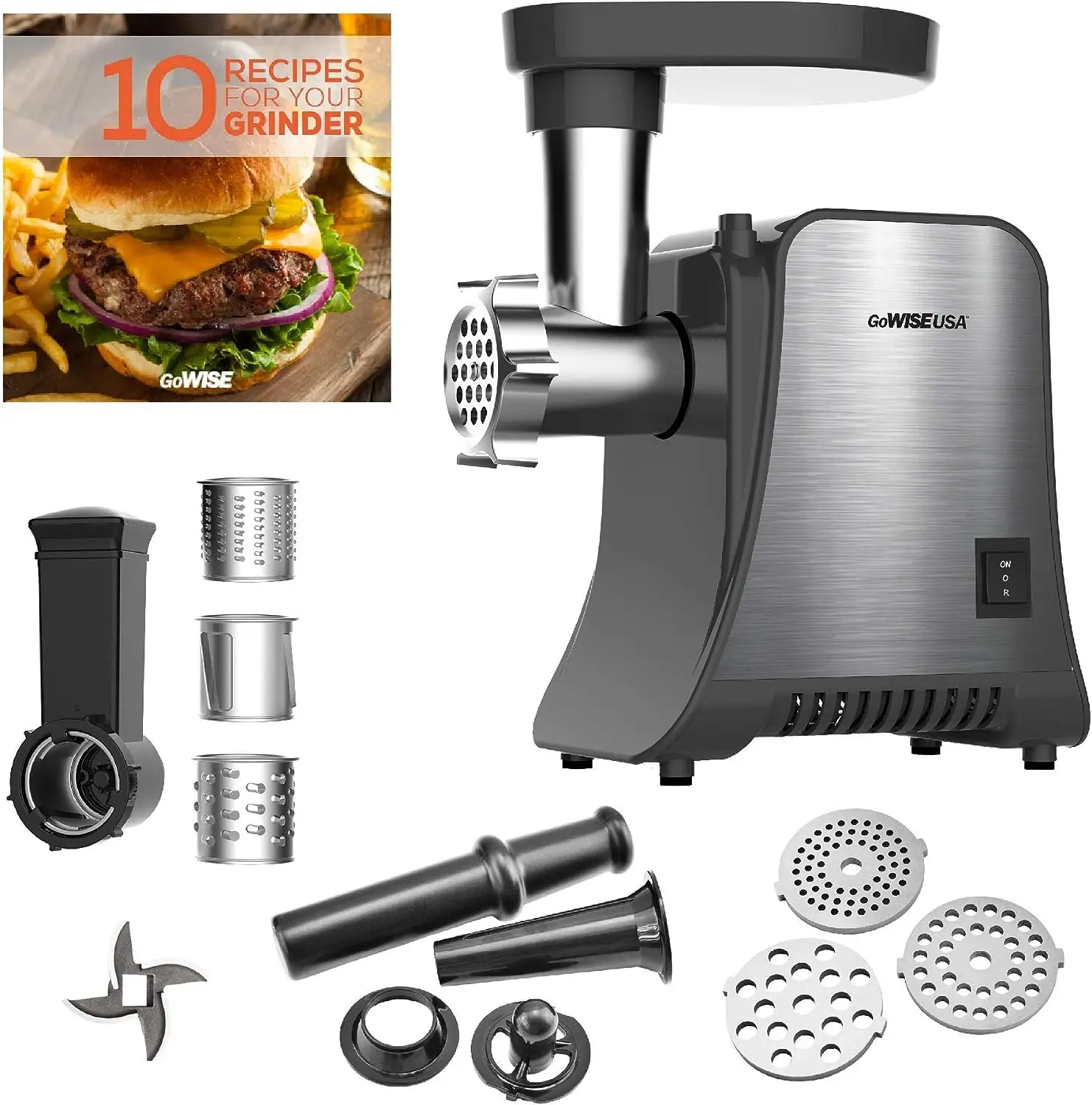

800-Watt Max Grinder & Food 4-in-1 Meat Grinder and Food Processor, Small, Stainless Steel