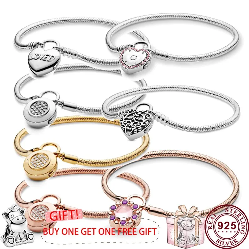 

Hot 925 Silver Exquisite Oath Lock, Heart-shaped Logo Padlock, Women's Bracelet, Women's Original High-quality Charm Jewelry