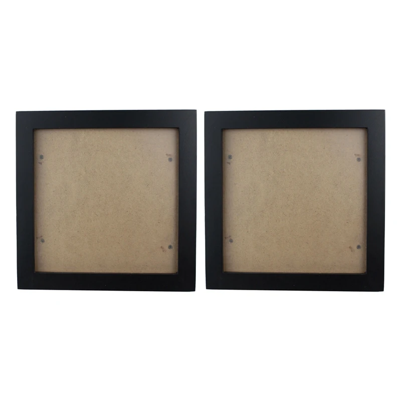 

2X Square Thick Pine Wood Photo Frame Wall Picture Frame (Black,6 Inch)