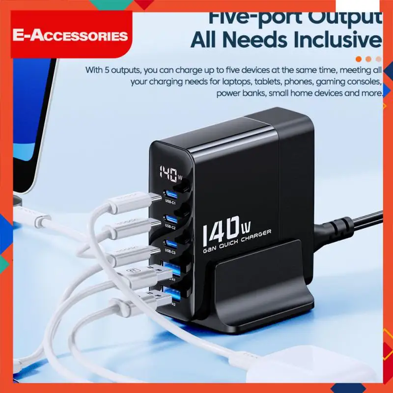 Power Display Usb Charger U-shaped Bracket Portable Usb Charging Station 2.5a Multi-port Gan Charger Type C Fast Charging Head