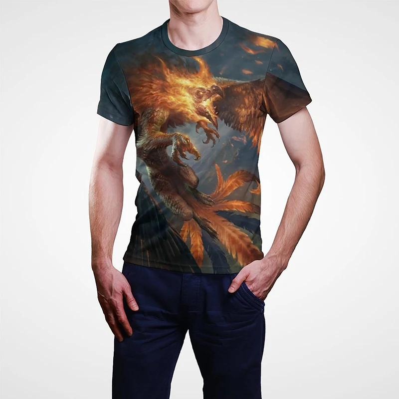Футболка Мужская/женская с 3D-принтом птицы Феникс модная тенниска короткими