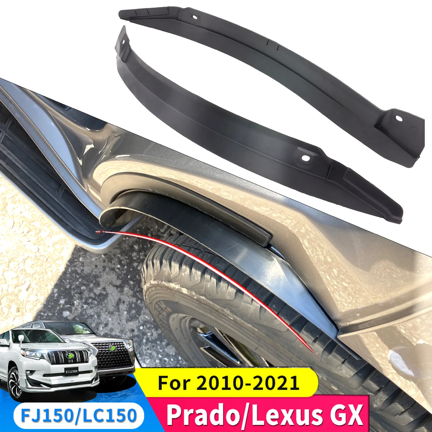1 Pair Rear Wheel Arch Flare Fender Liner Splash Guards Mud Flap For Toyota Land Cruiser Prado J150 150 Lexus GX460 2010 - 2021