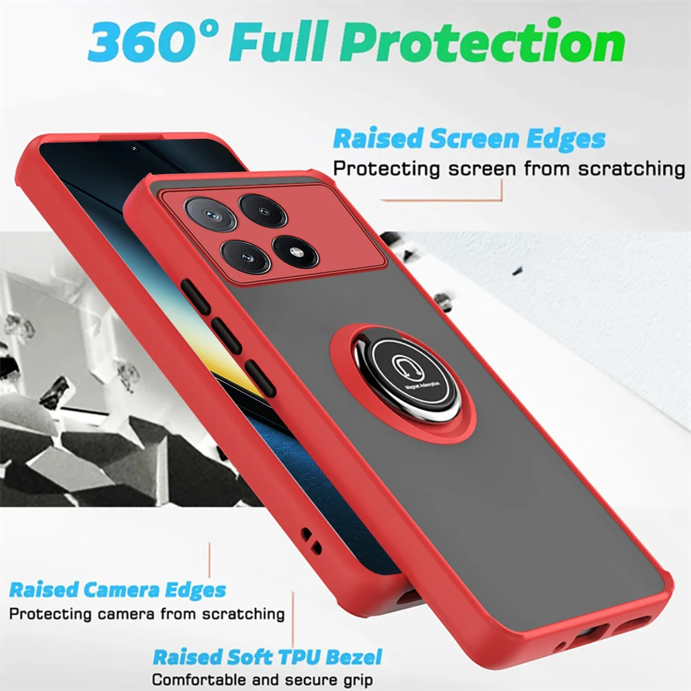 Противоударный армированный матовый чехол для Xiaomi POCO F5 F6 X6 Pro 5G подставка с