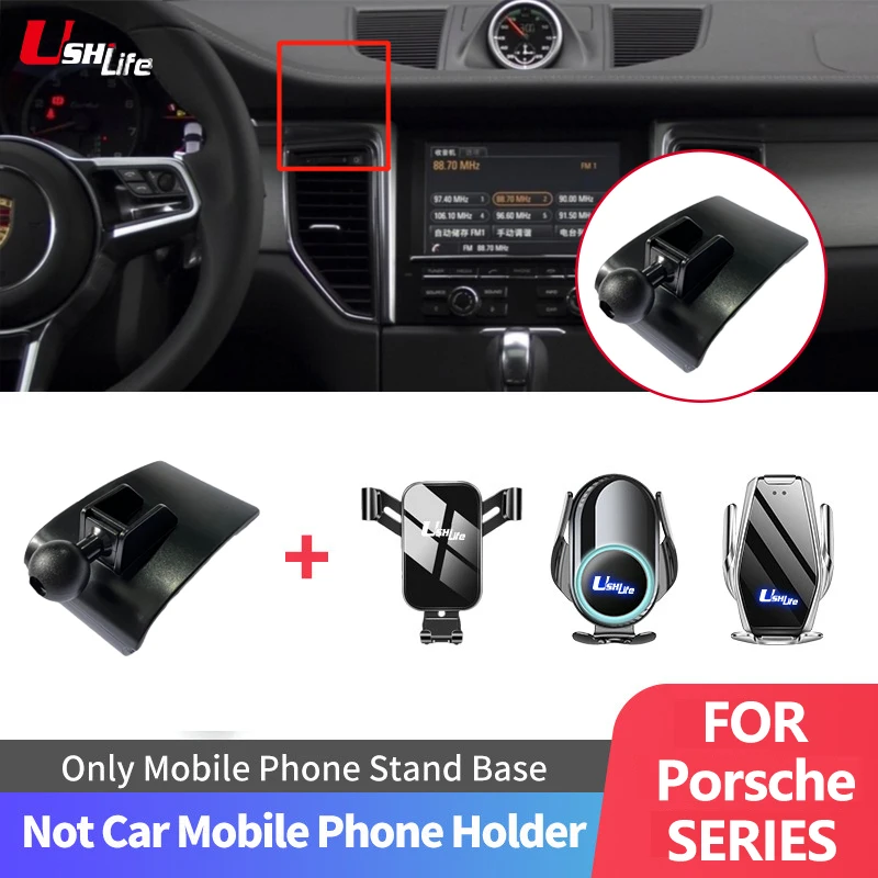 

Mobile Phone Holder Base In Car 360° Rotation Cell Phone Stand Fixing Buckle Clip For Porsche Palamela Cayenne Macan 718