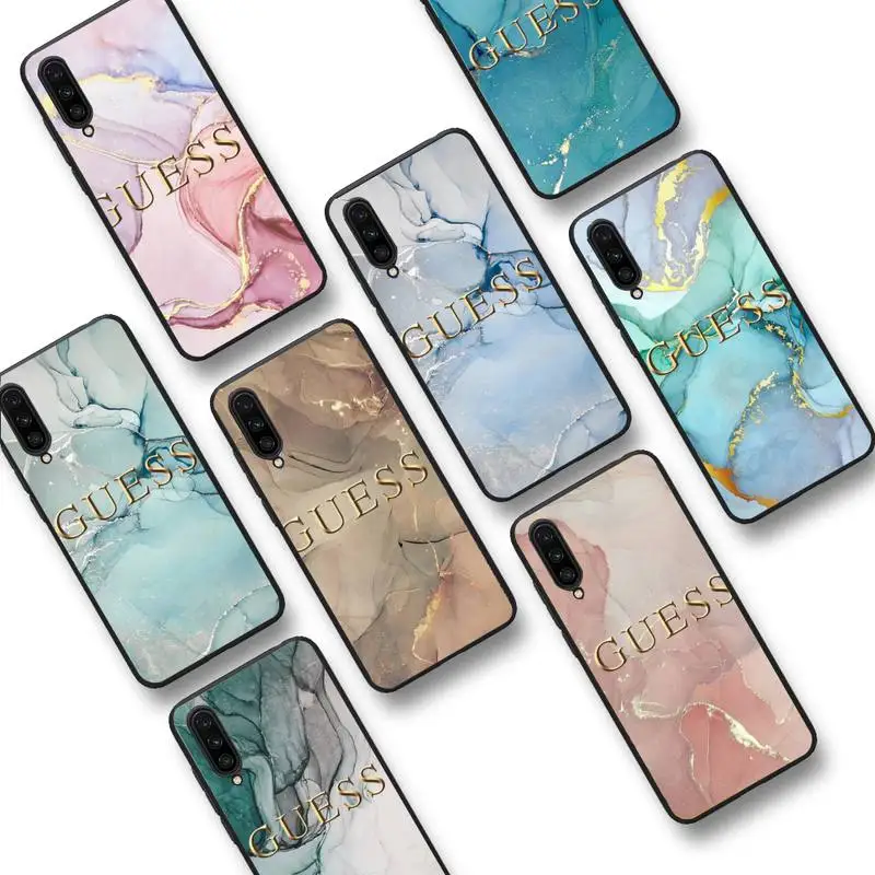 

Fashion Artistic Agate Marble Gold Bar Brand GUESS Phone Case For Xiaomi mi9 mi8 F1 9SE 10lite note10lite Mi8lite xiaomi mi5x