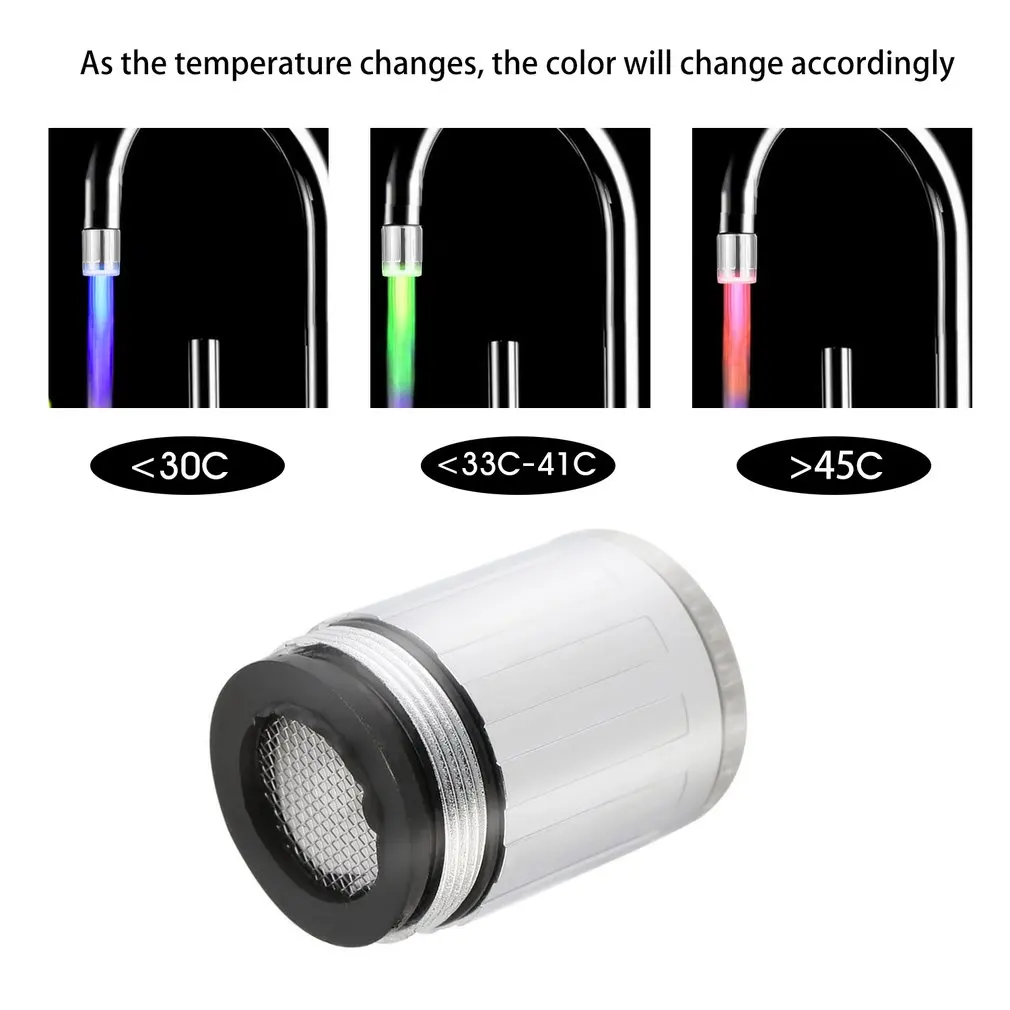 

LED Light Water Faucet Tap Glow Lighting Temperature Sensor Shower Spraying Faucet Nozzle Head For Kitchen Bathroom