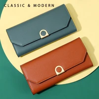 2021 fashion womens wallet simple casual card holder black yellow pink red long clutch soft pu leather wallet coin purse