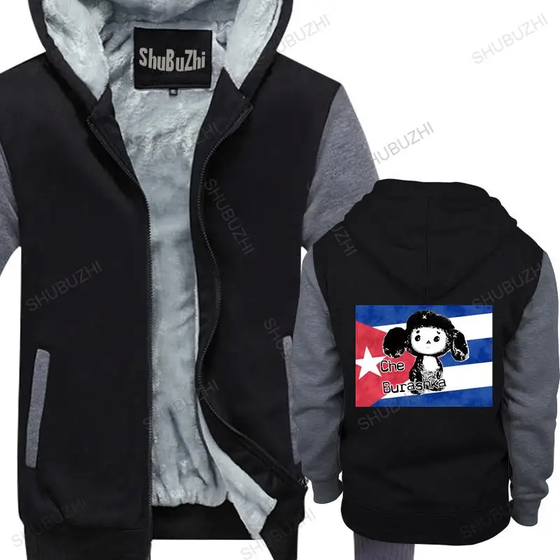 

Men thick hoodies pullover Che Burashka Cheburashka warm hoody homme bigger size