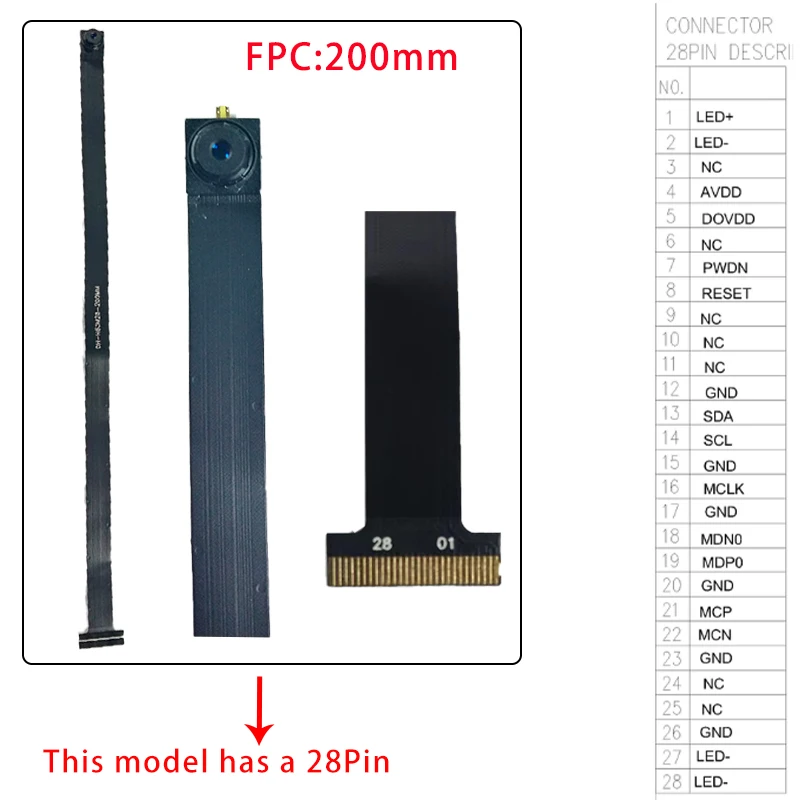 Модуль камеры H63 80 градусов 1 МП 1280*720 MIPI SPI DVP 24/28-контактный интерфейс Объектив 1/4 длина 52 мм