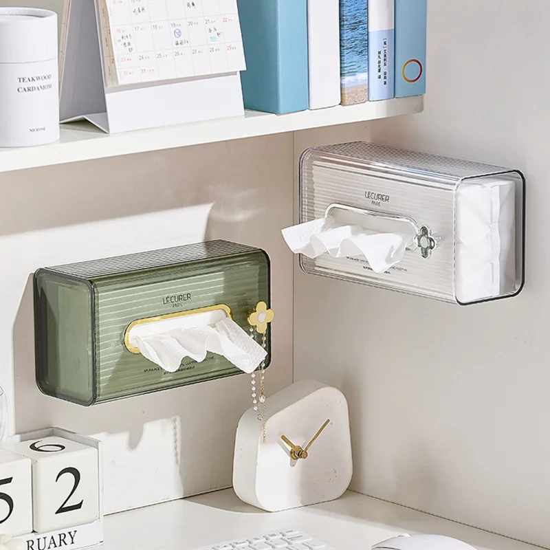 

Wall-mounted Transparent Tissue Box Wet Wipe Holder Napkin Paper Case Face Masks Storage Box Bathroom Kleenex Holder