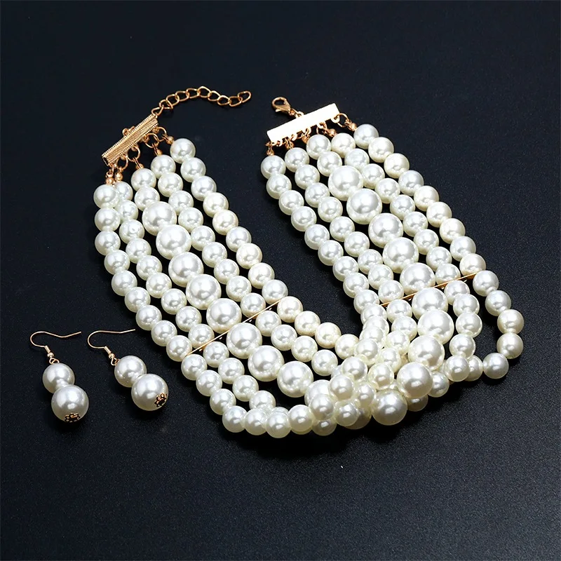 

2023 New Round Pearl Choker Necklace Elegant Simple Adjustable Multiple Sizes Beaded Necklace for Women Bride Bridesmaid Jewelry