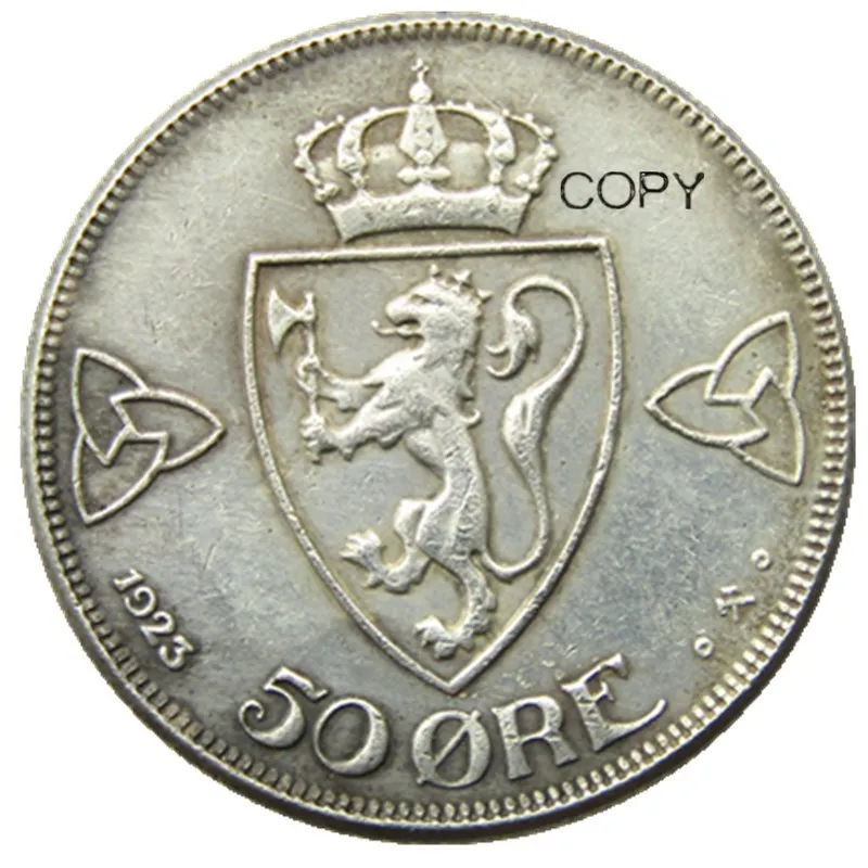 

Посеребренная копия монеты Норвегия 50 Øre - Haakon VII 1921-1923