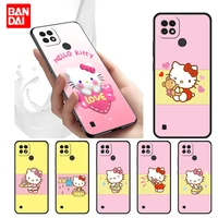 hello kitty pink cute case for realme c21 c21y c25 c25s c15 c11 c17 c3 c3i c20 5 6 7i 8i 8 8pro narzo30a cover silicone black