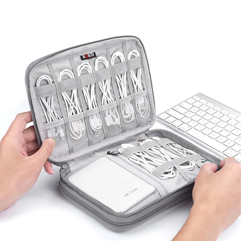 

Серая сумка для цифрового хранения, сумка для проводов и наушников, дорожный набор для портативного зарядного устройства, женская сумка USB, аксессуары для электроники