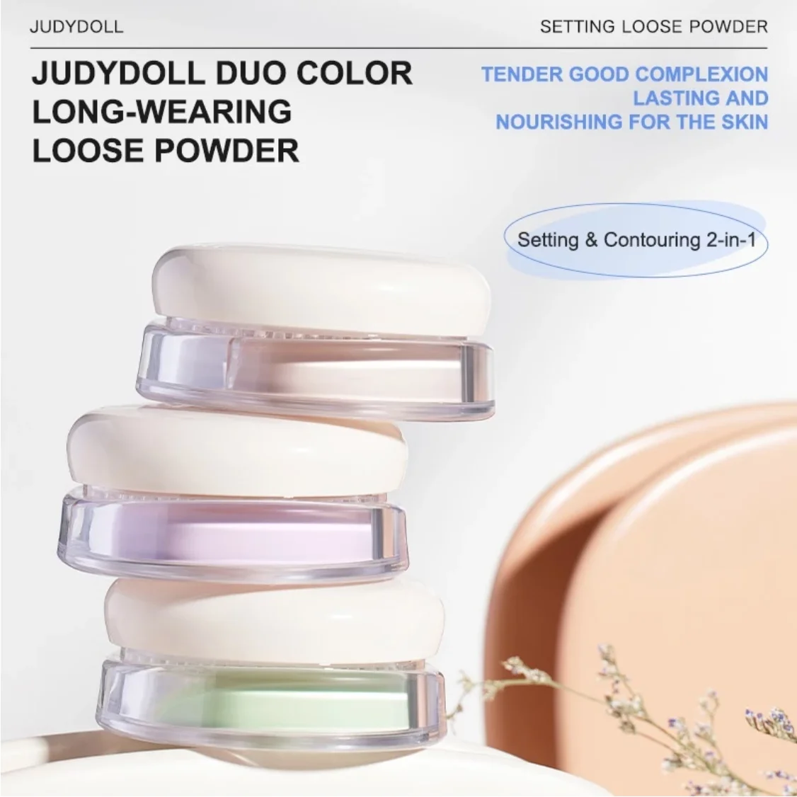 Judydoll Duo Color долговечная рассыпчатая пудра питательная азиатская кожа формула без