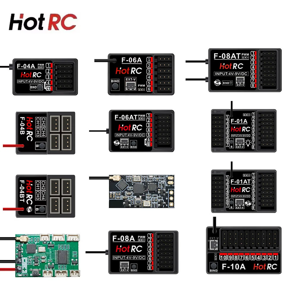 Фото HOTRC F-04A F-04B F-05A F-06A F-08A F-10A F-01A SBUS F-04BT F-06AT F-08AT F-01AT Приемник 2,4G 4/6/8/10CH для передатчика Hotrc №1