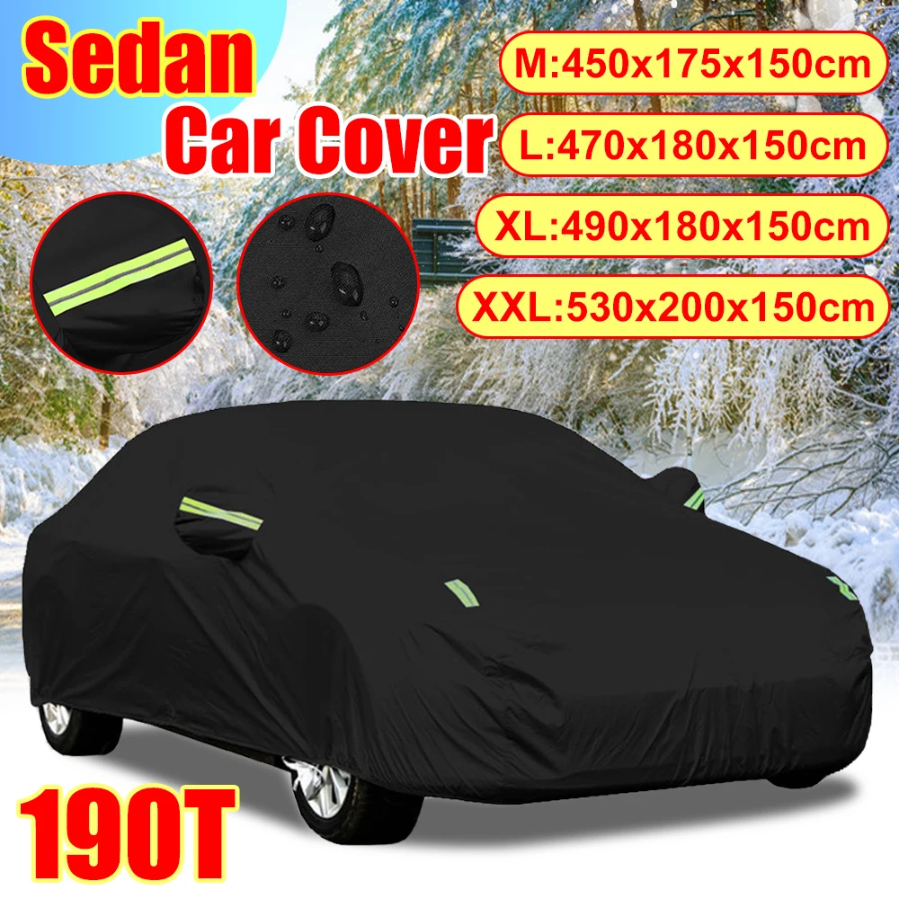 

Full Car Covers Outdoor Waterproof Dustproof Sun Rain Snow Protection UV 190T Polyester Universal For Sedans Sunshade Covers