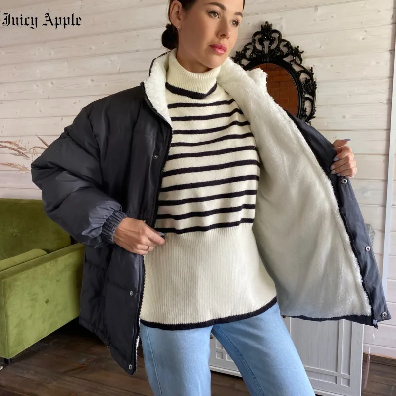 Winter Parkas Thicken Letter Graphic Men&Women Coat Unisex Oversize Parkas Solid Zipper Coat Warm Casual Jackets Female Clothing