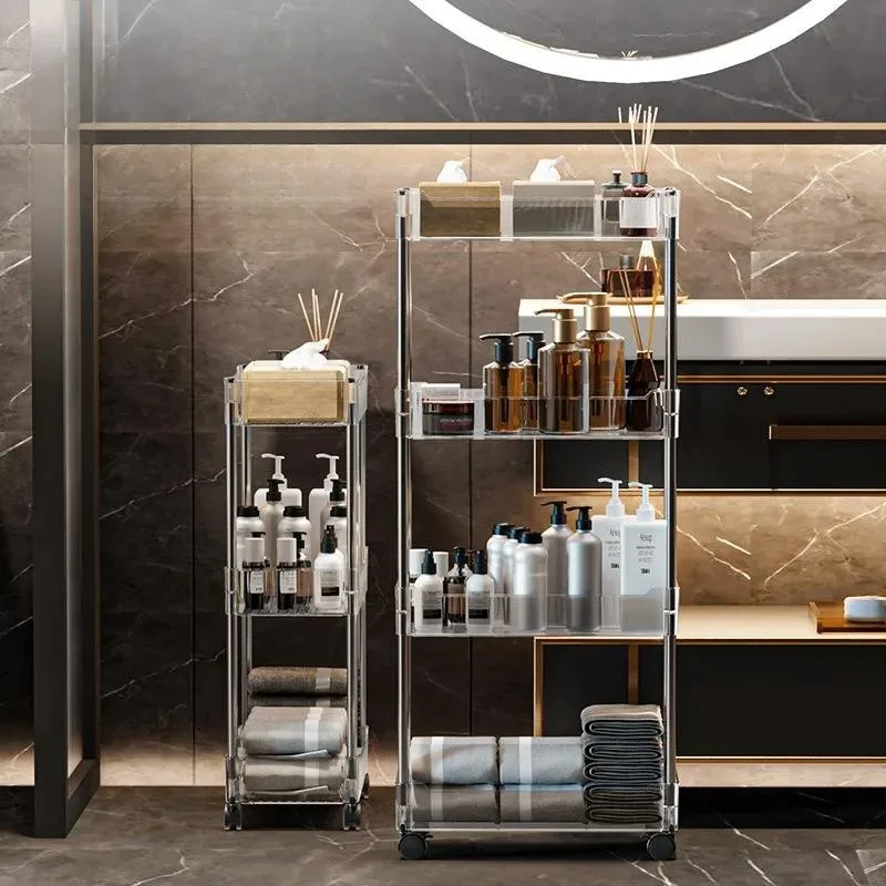 

Multi-Functional Desktop Shelving Kitchen Bathroom Transparent Shelving Rack Bathroom Storage New Floor-To-Ceiling Shelving Cart