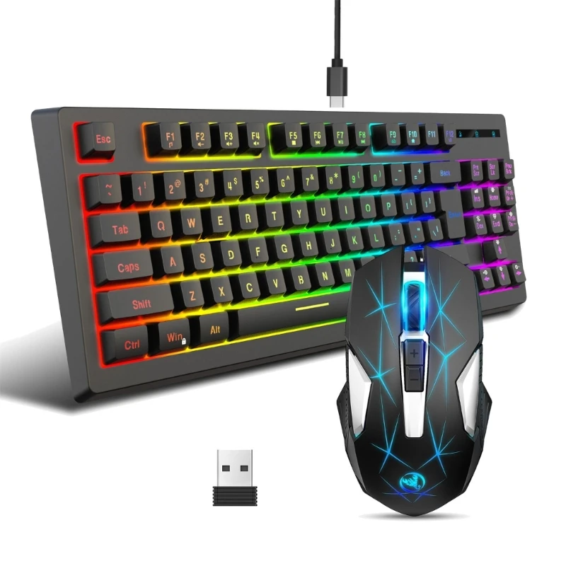 Беспроводная клавиатура 2 комплект мыши 87 клавиш 2400 точек на дюйм офисная мышь