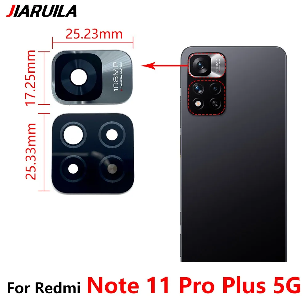 Стеклянный объектив задней камеры для Xiaomi Redmi Note 11 Pro + Plus 5G  11T 5G 11S 11E, стекло для камеры с клеем + Инструменты для ремонта