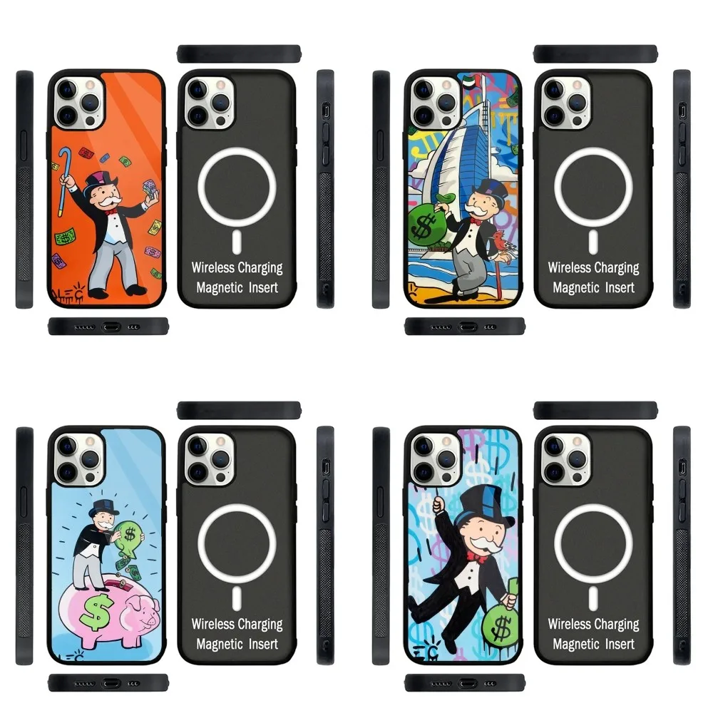 Монополический чехол для телефона Alec сильный магнит IPhone 15 14 13 Pro Max Plus 11 12 Mini