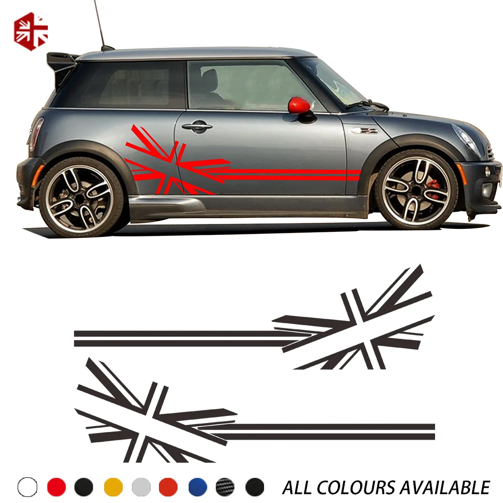 

2 Pcs Union Jack Flag Styling Car Door Side Stripes Body Decal Sticker For MINI Cooper S R50 R52 R53 JCW Accessories