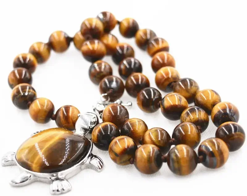 Красивый африканский рев 8 мм кулон в виде черепахи с тигровым глазом ожерелье из