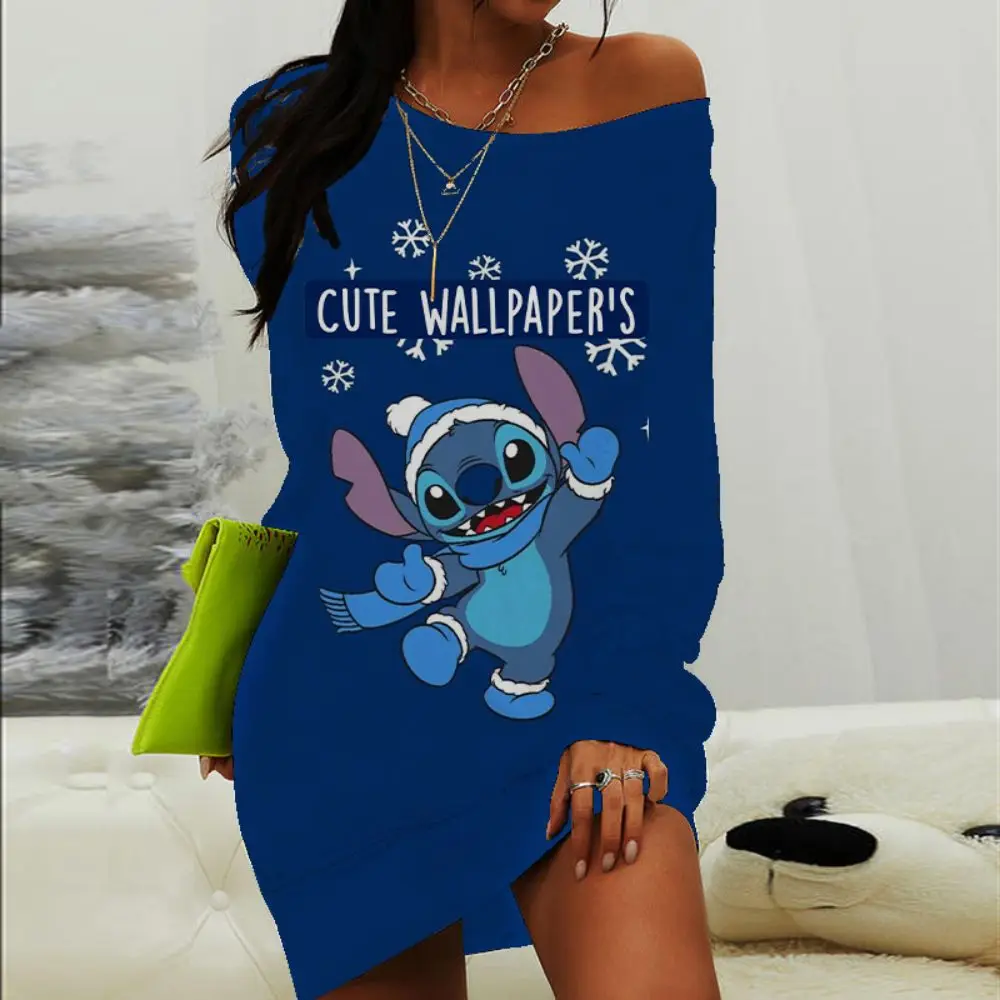 

Mini Dress Women Elegant Luxury Fashion Dresses Casual Summer Women's Dresses Autumn Winter 2023 Long Sleeves Disney Stitch Sexy