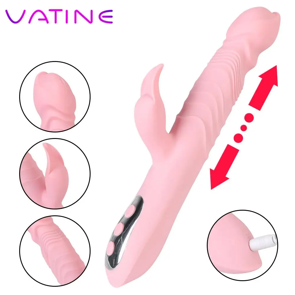 

VATINE Telescopic Dildo Vibrator Vagina Clitoris Stimulation Vibrator Wand Heatable Sex Toys for Women Female Masturbator