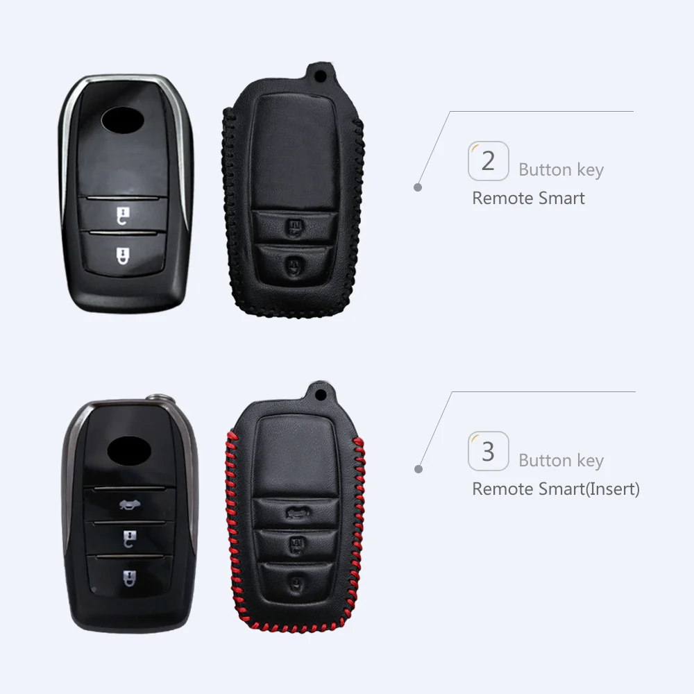Чехол для ключей автомобилей из кожи для Toyota Yaris Cross Aygo Chr Corolla 150 Rav4 Raize Auris Prius Aqua Camry Xv70 40 2022 с карабином.