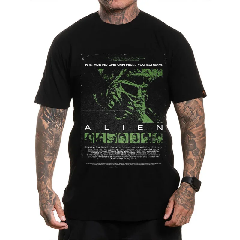 Фото Футболка Alien 1979 Fan Retro Sic-fi в подарок для мужчин, одежда с графическим принтом Xenomorph, топы всех размеров S-6XL, 100% хлопок, футболка унисекс с принтом №2