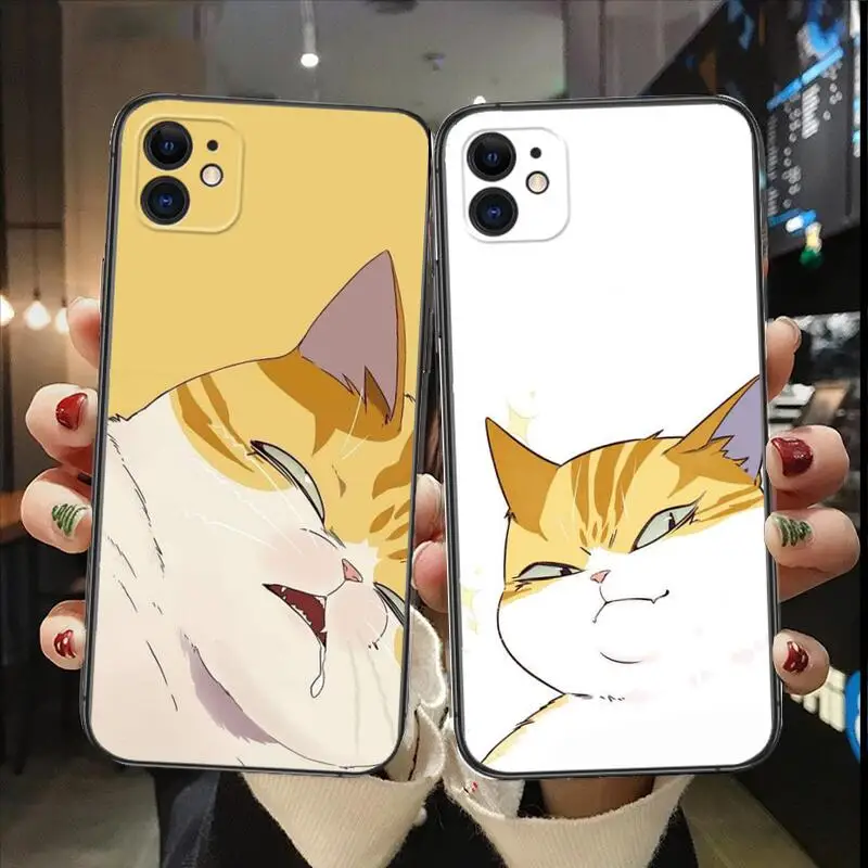 

Cute Amine Cat Mobile Phone Case for IPhone 14 13 12 11 Pro Max Mini SE XR X XS Max 8Plus 7plus 6 6S TPU Shell Black Phone Cover