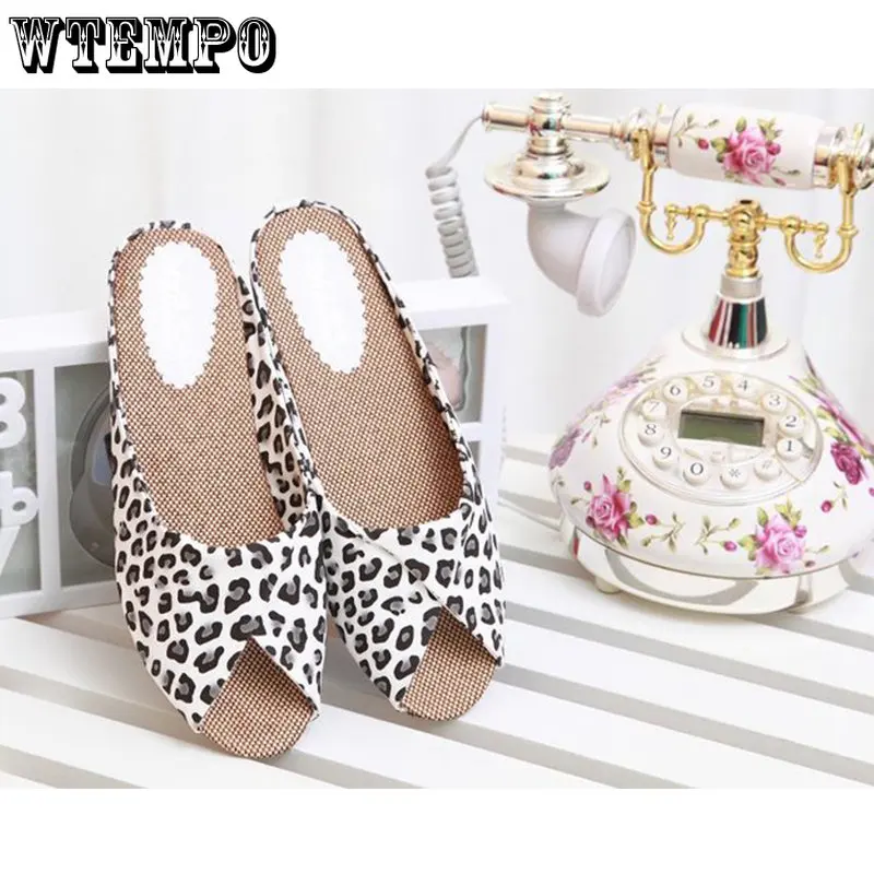 WTEMPO Summer Women Slippers Outside Court Retro Style Sandals Peep Toe Shoes Slip on Soft Print Ladies Slides Dropshipping