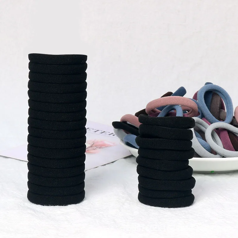 

100 Pieces Seamless Rubber Band Headdress Female Hair Ring Head Rope Korean High Elastic Hair Black Hair Bands Hair Accessories
