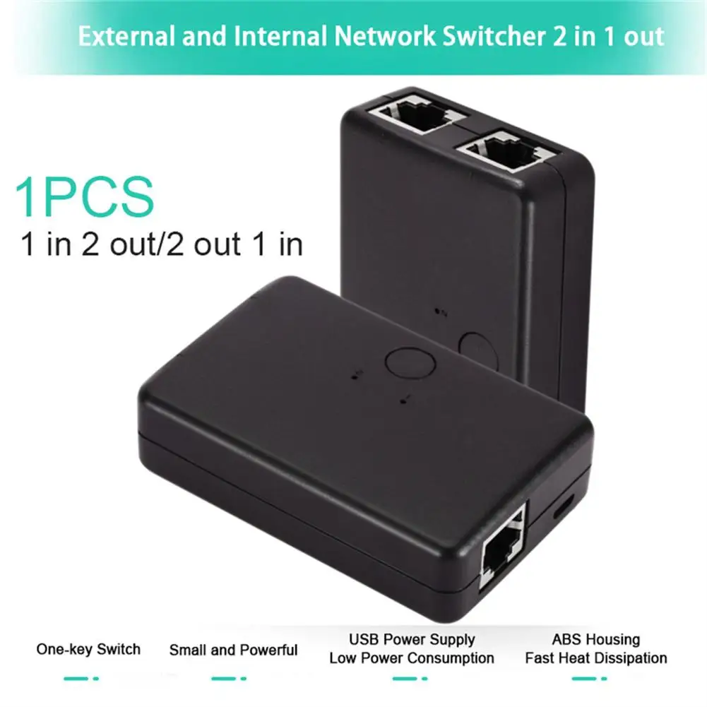 

Rj45 Network Switcher 2 In 1 Out Internal External Network Freely Switch Computer Network Sharing Adapter