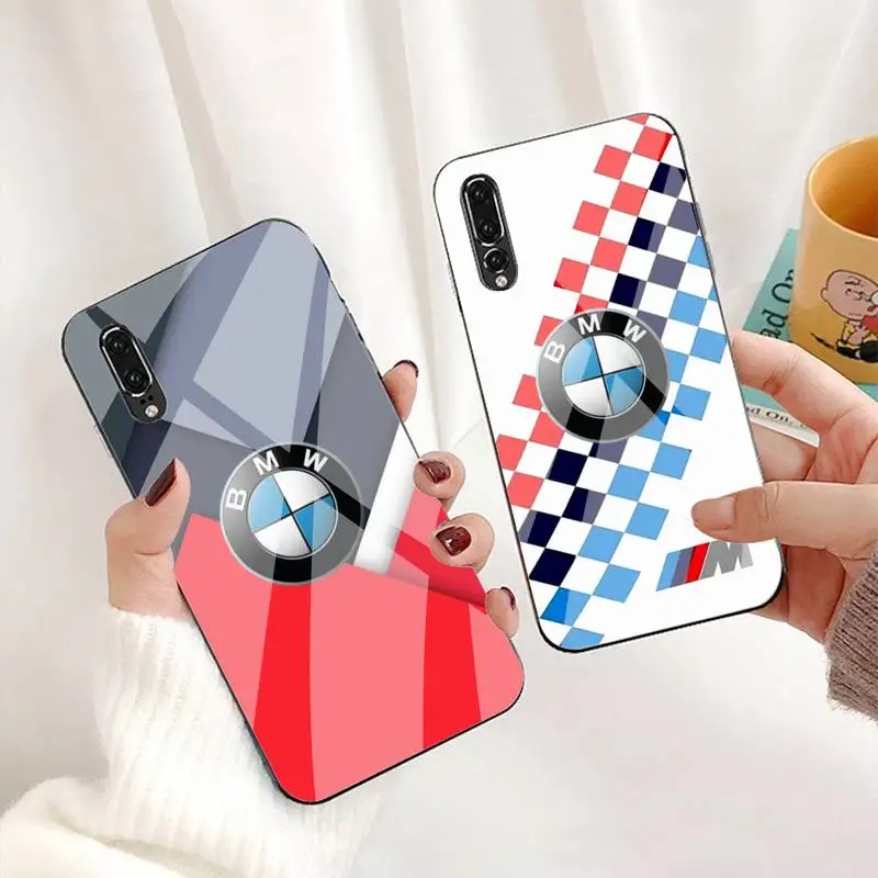 

Luxury M-Power BMW Car Phone Case For Huawei P30 P20 P10 Lite Honor 7A 8X 9 10 Mate 20 Pro Tempered Glass