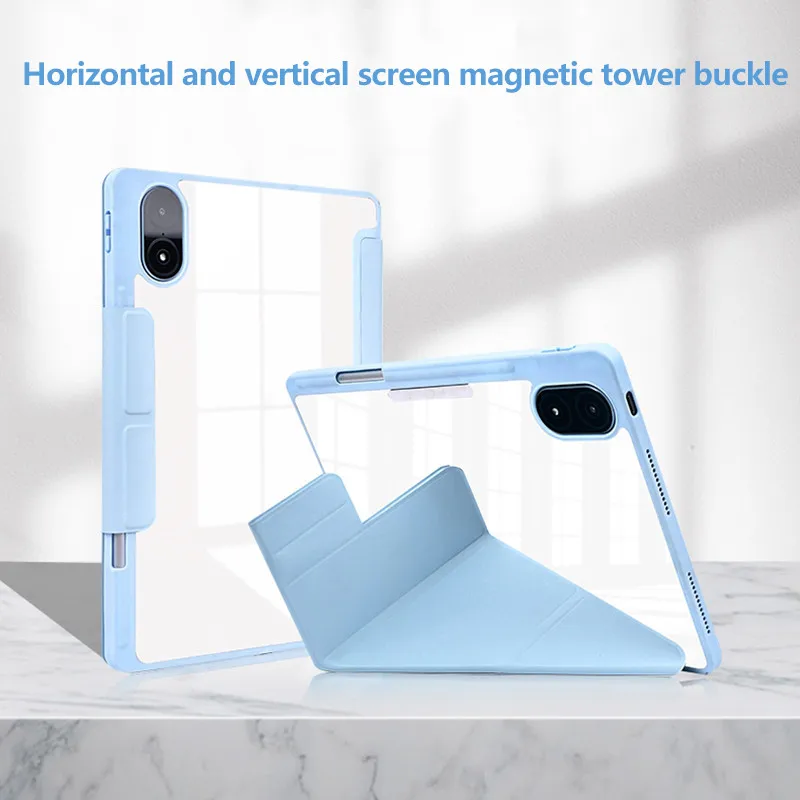 Magnetic Tower Buckle For Honor Pad X8a 11inch 2024 X9 X8 Pro Lite Anti-bending Clear Acrylic Protective Case With Pen Slot
