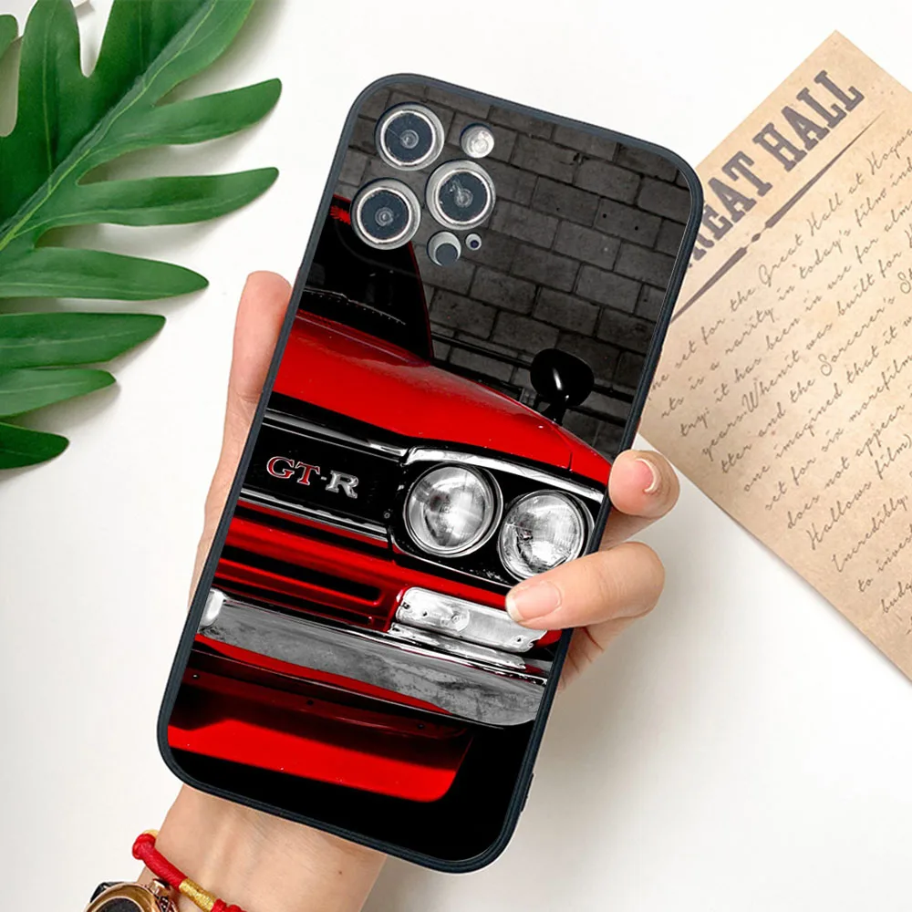 For iphone 16ProMax 15 Pro 14 13 12 Mini 11 7 8 16Plus XS Max XR Cool GTR Sports Car Frosted Translucent Cover Black Phone Cases