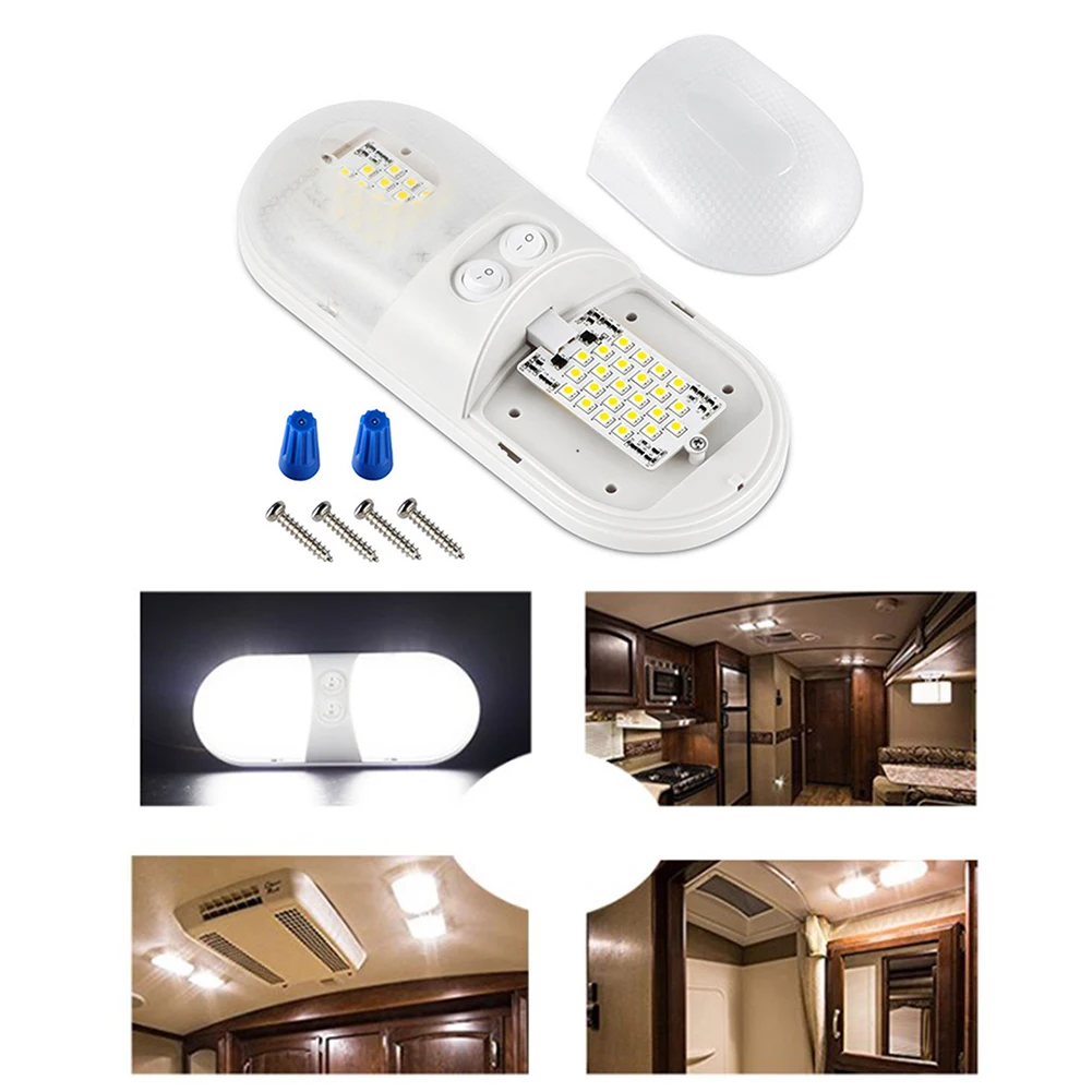 

4000-4500K 12V LED Oval Ceiling Roof Light Trailer Camper RV Boat Interior Dome Cabin Lamp 3528 SMD Boat Accessories